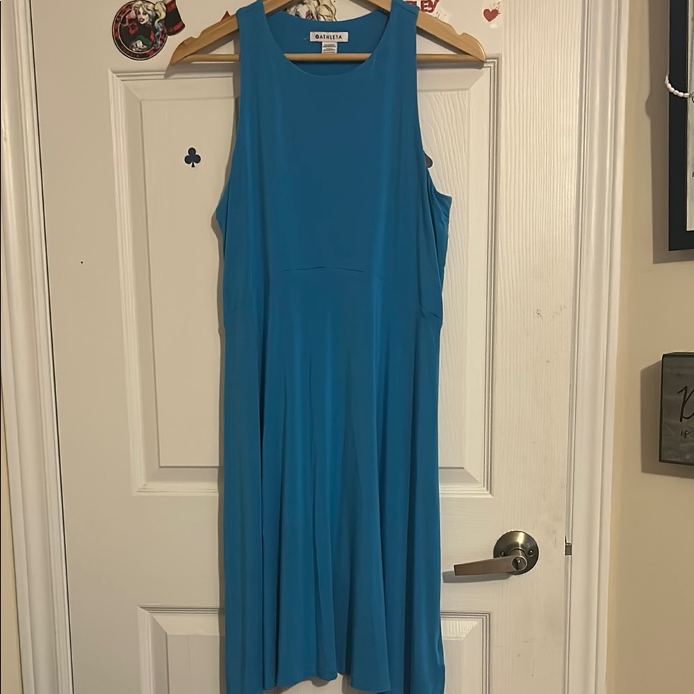Athleta Casual Blue Sleeveless Midi Sundress